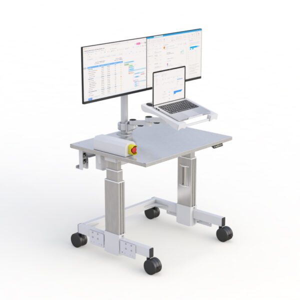 Dual Monitor Cleanroom Mobile Utility Cart