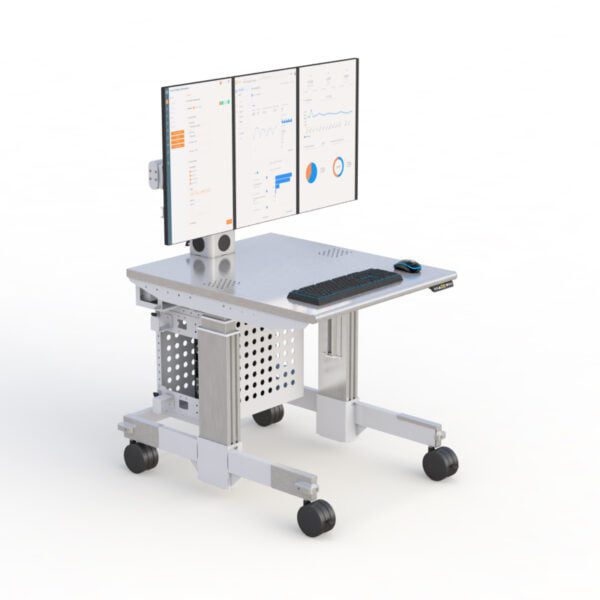 772903 AFC Triple Monitor Cleanroom Mobile Workstation on Wheels