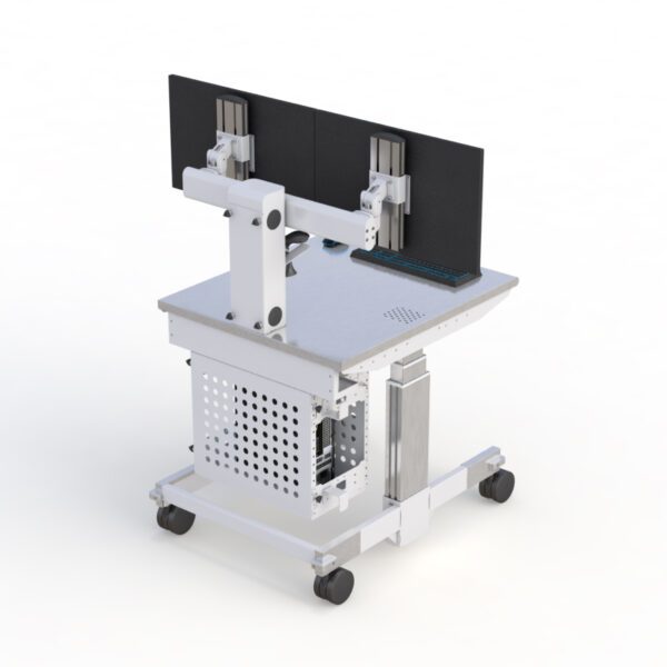 Cleanroom Dual Monitor Mobile Computer Cart