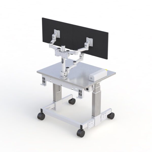 Cleanroom Dual Monitor Mobile Utility Cart