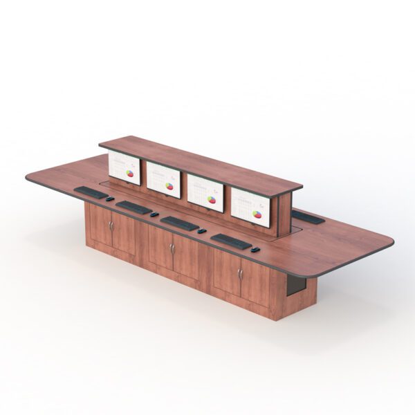 Conference Table with Electric Lift Monitor Panel and Built-in Monitors - Image 5