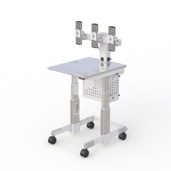 Cleanroom computer cart workstation by AFC, designed for sterile environments, with adjustable height and durable construction.