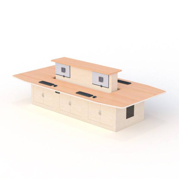 Height Adjustable Conference Table with Integrated Display - Electric Standing Desk for Hybrid Meetings & Presentations