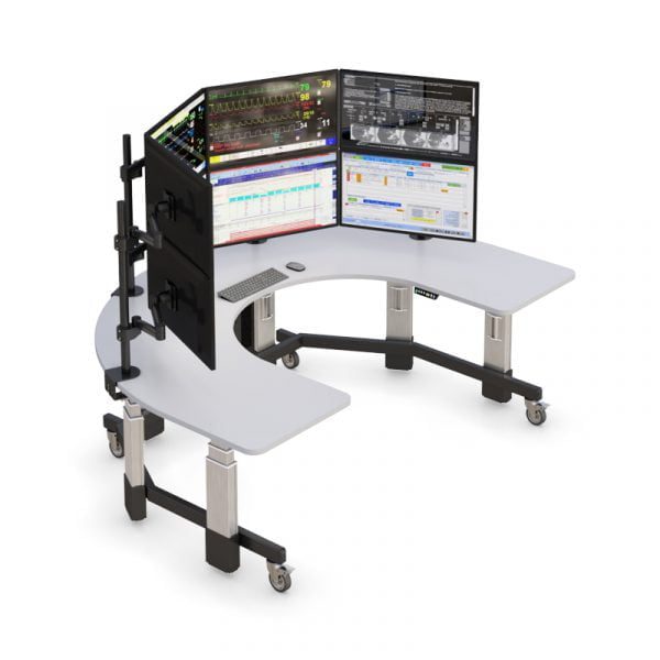 Telehealth Stand Up Computer with Electronic Adjustments