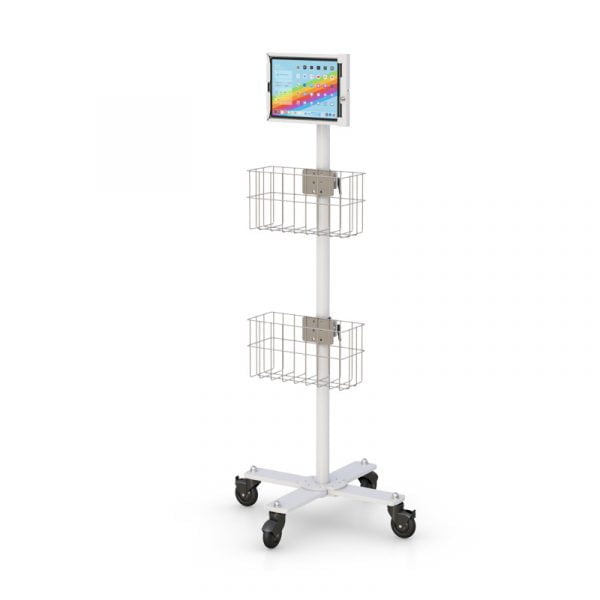 Mobile Tablet cart and double Storage baskets