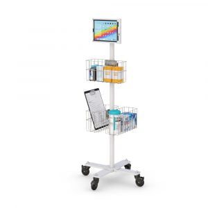Portable Tablet Cart and triple Storage baskets