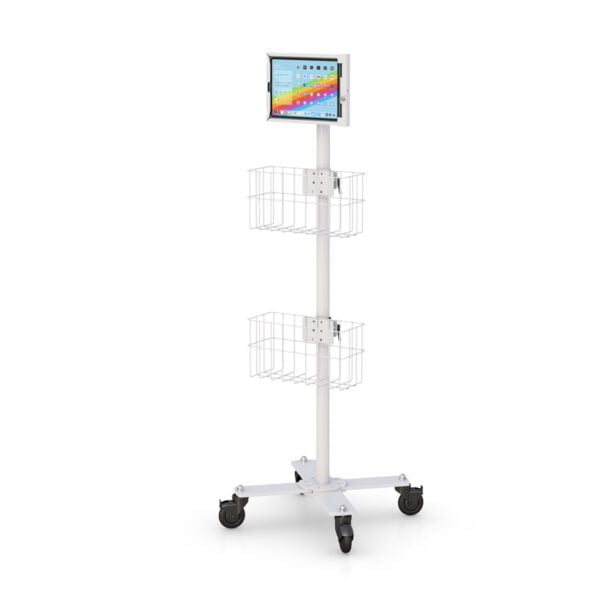 AFC Medical Standing Computer Cart with Double Storage Basket