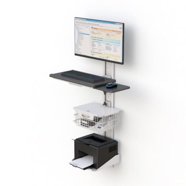 Computer Workstation Wall Mounted Track System with Printer Tray