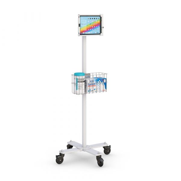 Mobile Cart With Tablet Frame Holder And Wire Storage Basket