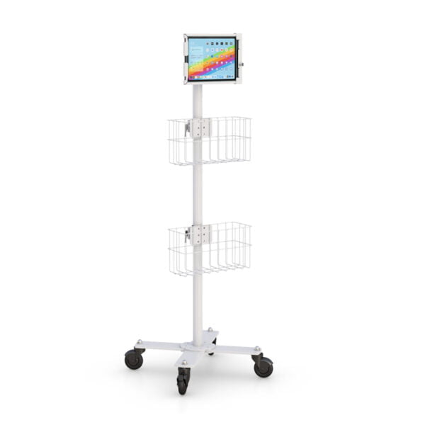 AFC Medical Standing Computer Cart with Adjustable Storage Basket