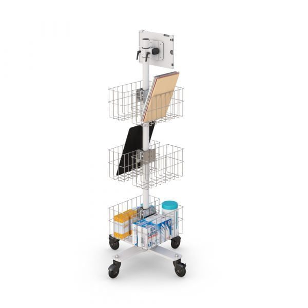 Mobile Tablet Cart With Storage Baskets