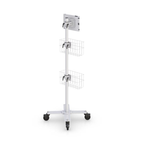 Medical Tablet Cart With Double Wire Basket