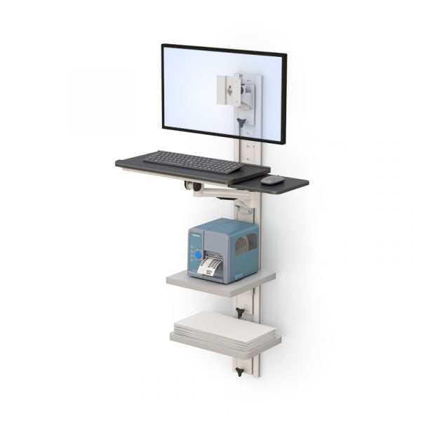 Wall Mounted Computer Workstation with Trays