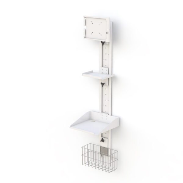Wall Mount Track Computer Workstation System with Wire Basket