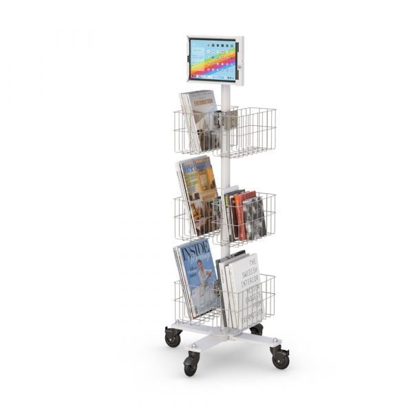 Mobile Tablet cart with Six Storage baskets