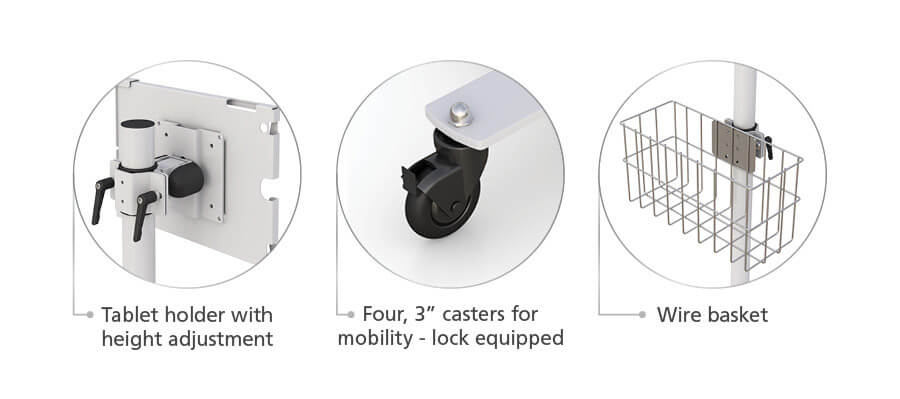 AFC Ergonomic Medical Standing Computer Cart Features