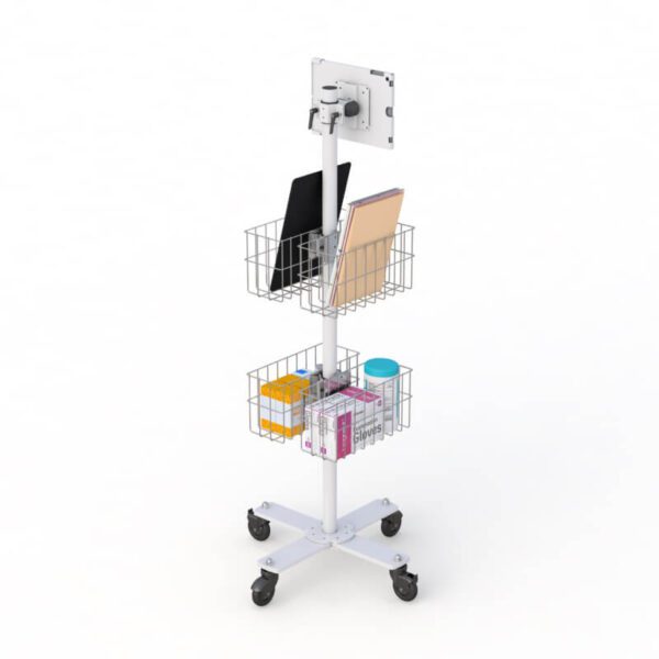 Adjustable Mobile Tablet Computer Cart with Storage by AFC Image