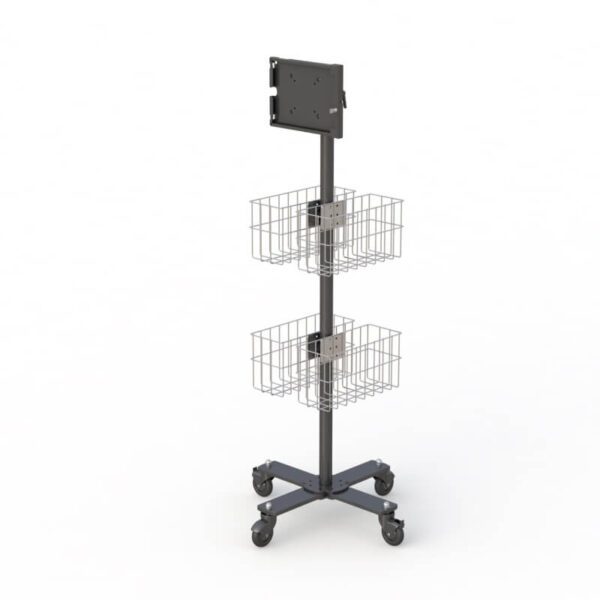 Adjustable Mobile Tablet Computer Cart with Storage by AFC Image