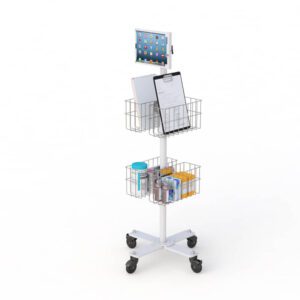 Mobile Cart with Tablet Frame Holder and Quadruple Wire Storage