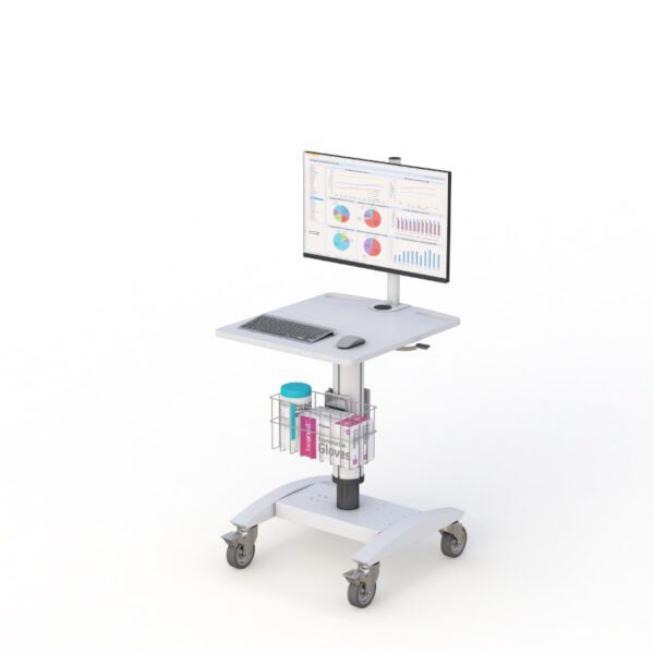 AFC Ergonomic Medical Utility Cart with Computer Tray and Wheels