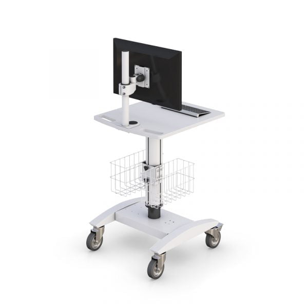 Pneumatic Cart with Twin Wire Storage Baskets and Monitor Mount