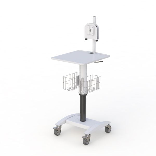 Telemedicine Medical Cart with Wire Basket