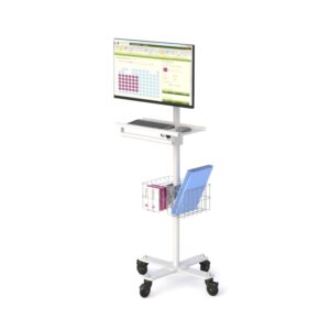 Medical PC Cart with Keyboard Tray and Wire Storage Baskets