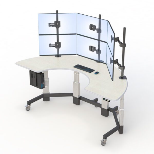 AFC's radiology dual-tier workstation, featuring a two-level design for enhanced productivity.