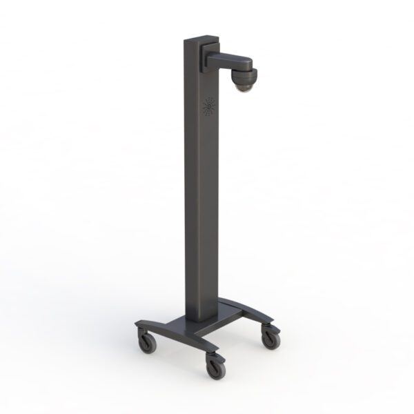 Side profile of the lightweight telehealth cart showing compact frame and mobility features.