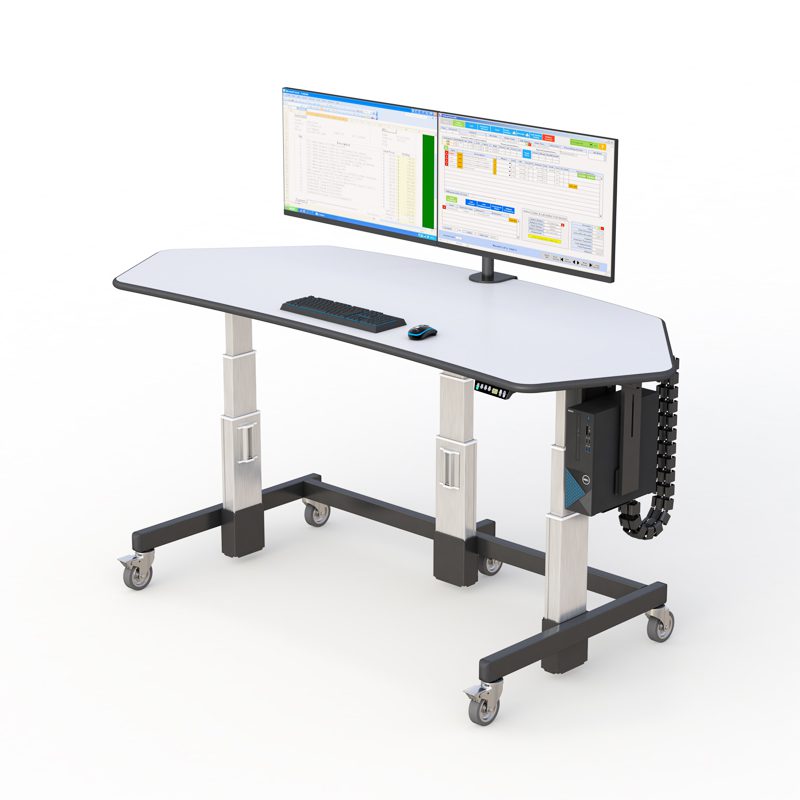height adjustable desk with CPU holder