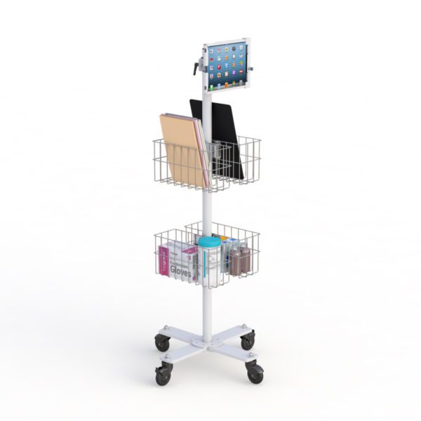 Adjustable Mobile Tablet Computer Cart with Storage by AFC - Image 2