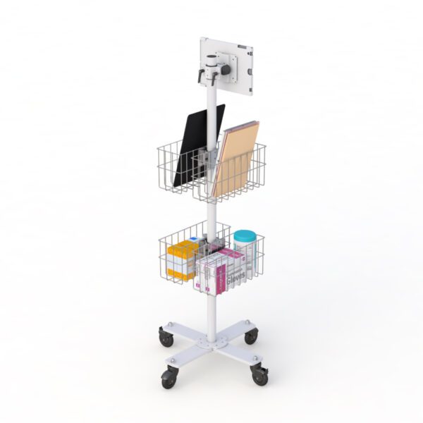 Adjustable Mobile Tablet Computer Cart with Storage by AFC - Image 3