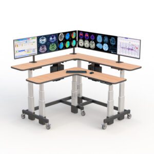 772195 two level shaped corner sit to stand desk