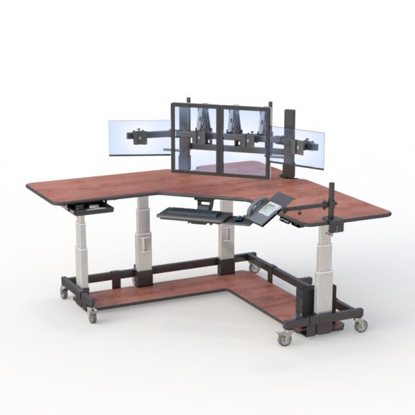 772206 medical sit and stand desk with multi display support