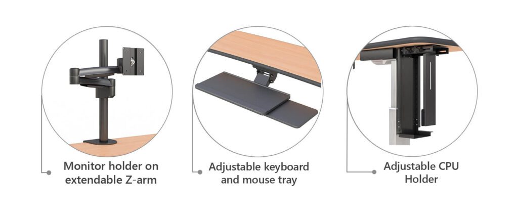 Dual level office desk Detail sections