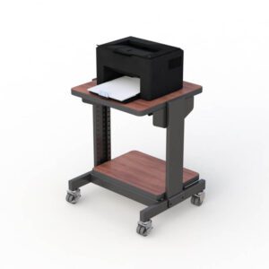 Adjustable Mobile Printer Cart with top and lower laminate wood shelves