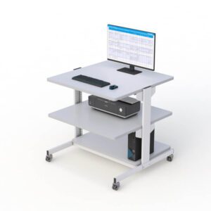 Adjustable utility cart with spacious work surface and two lower shelves