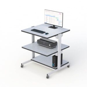 Front view of the Compact Tier Mobile Workstation with equipment setup