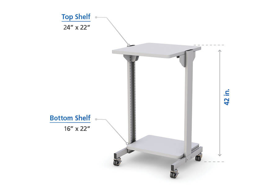 Mobile standing utility computer cart sturdy and strong construction features