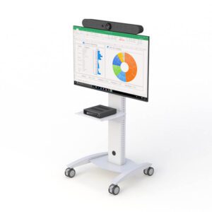 Video Conferencing Cart with Logitech Rally Bar Mini Display