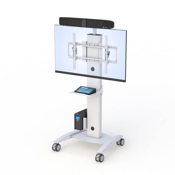 Poly Studio X72 Video Conferencing Cart in Use with Room Controller