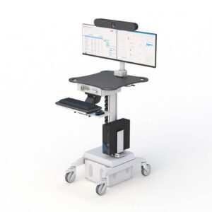 Telehealth Cart with Logitech Rally Bar Huddle Front View