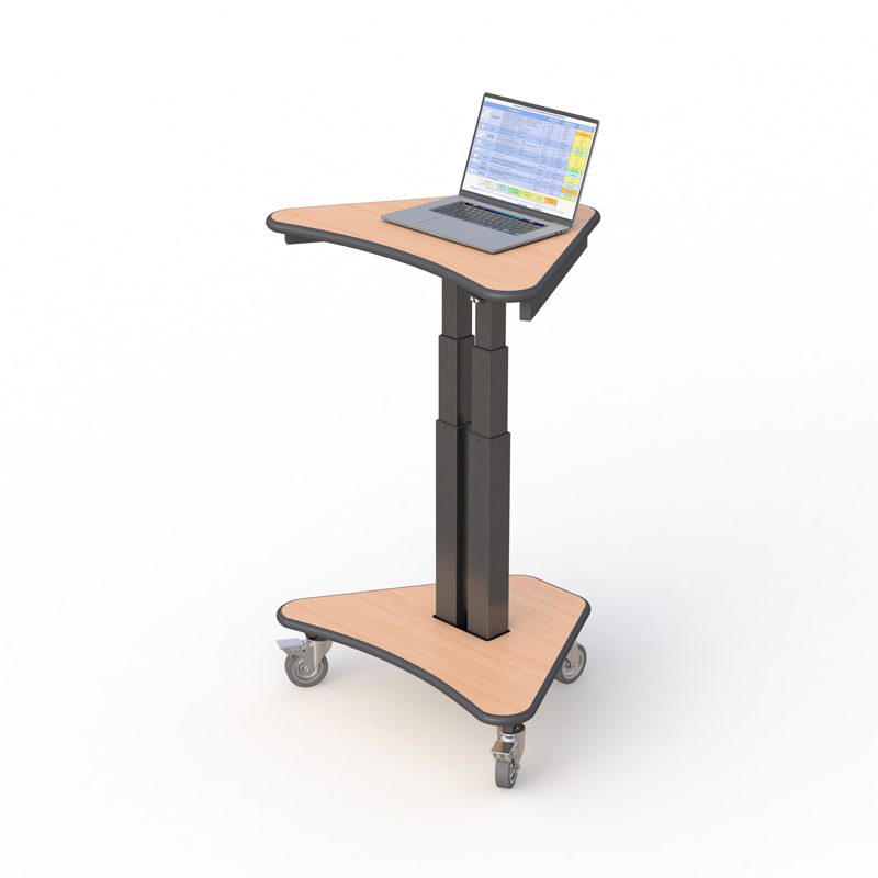 Telescopic Mobile Laptop Computer Cart - Height-Adjustable Rolling Stand with Secure Locking Wheels for Hospitals and Offices