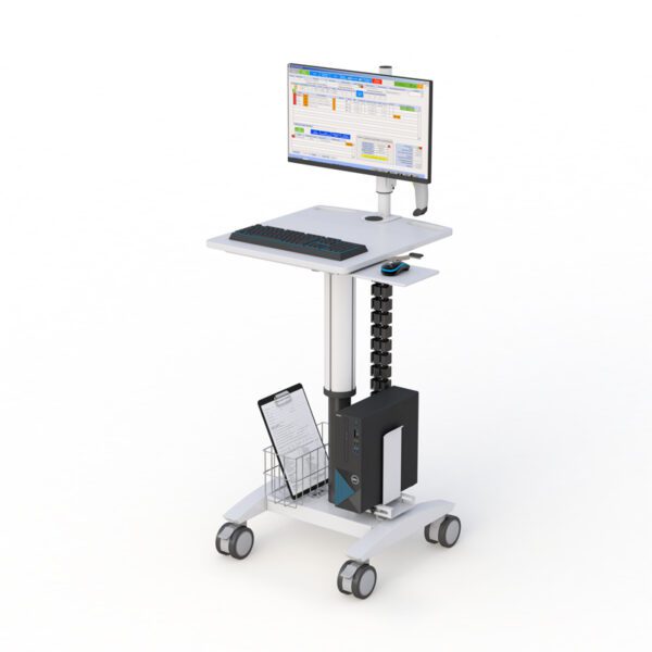 Mobile Monitor Stand – Adjustable Computer Pole Cart on Wheels View