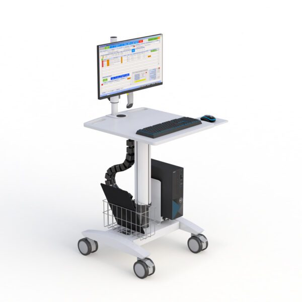 Mobile Monitor Stand – Adjustable Computer Pole Cart on Wheels View