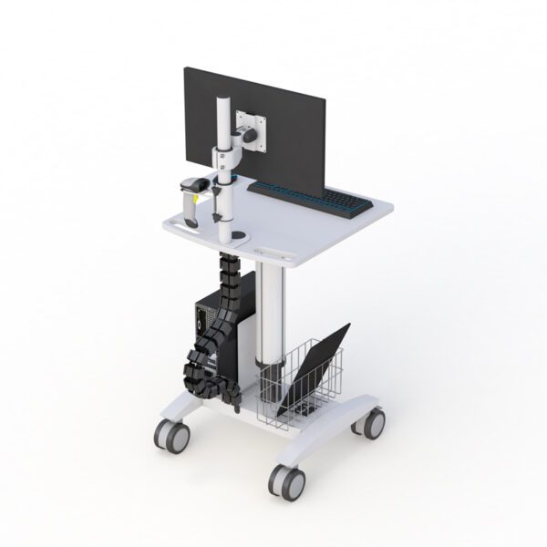 Mobile Monitor Stand – Adjustable Computer Pole Cart on Wheels View