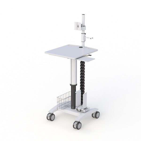 Mobile Monitor Stand – Adjustable Computer Pole Cart on Wheels View
