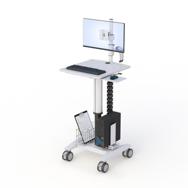 Mobile Monitor Stand – Adjustable Computer Pole Cart on Wheels View