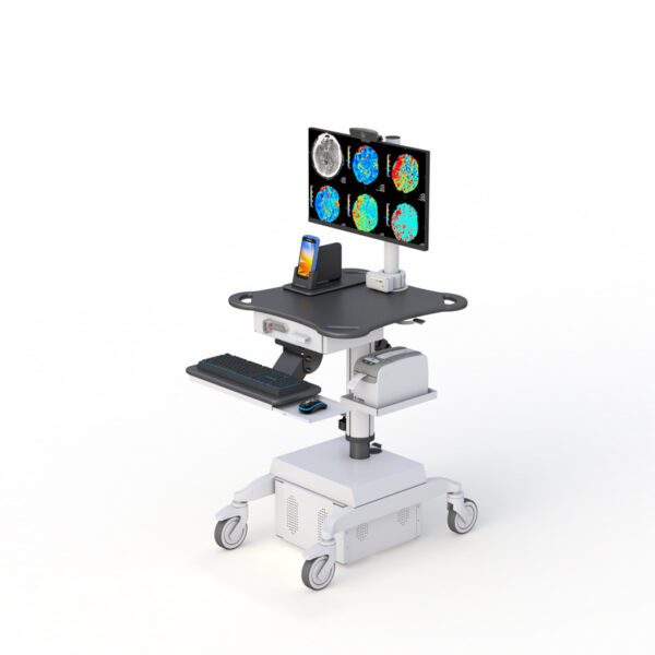 Mobile Medical Workstation Cart with Integrated Zebra Device Mounts  - Image 2