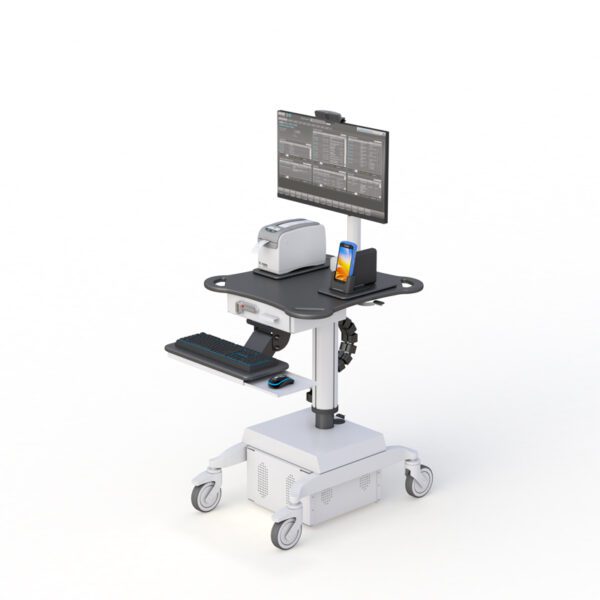 Top view of ergonomic HDPE work surface with integrated handles